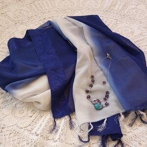 Elegant Blue and White Scarf/Scawl Or Sarong